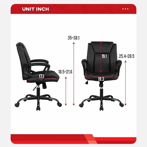 Vista 7 de Hkeli Silla de oficina en casa, silla de trabajo con respaldo medio, silla de escritorio ergonómica, sillas de computadora de altura ajustable