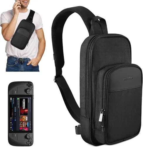 Vista 8 de veoyya Funda de transporte para cubierta de vapor, mochila portátil de viaje para consola de vapor y accesorios