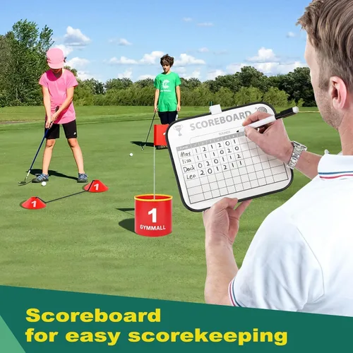 Vista 7 de Golf Yard Bucket Games, 6 Holes Bucket Backyard Golf Game Set with LED Light and Flags for Adults & Kids Indoor Outdoor, Golf Practice Gift for