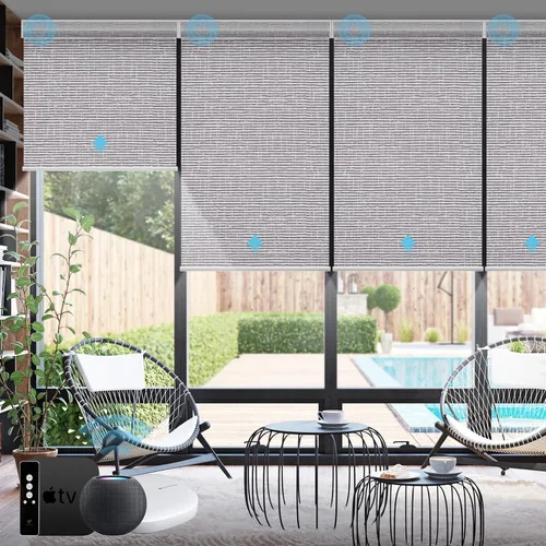 SmartWings Persianas inteligentes motorizadas con control remoto, persiana enrollable opaca automática que funciona con hilo Alexa Homekit Google