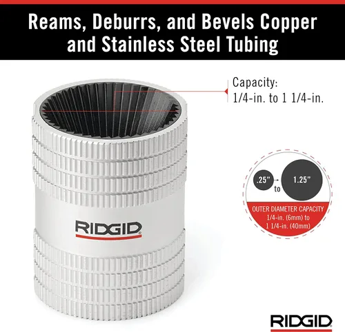 Vista 7 de RIDGID Paquete de herramientas de plomería - Llave interna, escariador y más
