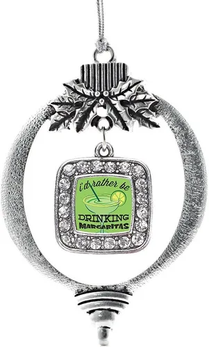 Vista 223 de Inspired Silver - Adorno de flor de iris - Adornos navideños con dije cuadrado de plata con joyas de circonita cúbica