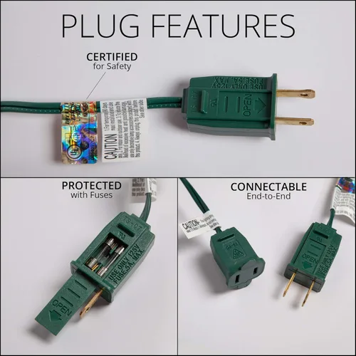 Vista 7 de Wintergreen Lighting 25’ OptiCore LED Luces navideñas verdes para camino, C9 Luces navideñas para exteriores, estacas de 4.5”, cable verde