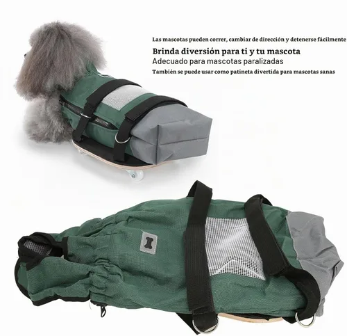 Vista 2 de Silla de ruedas para perros, suministro transpirable para mascotas, extremidades paralizadas para perros, ruedas silenciosas y patas traseras