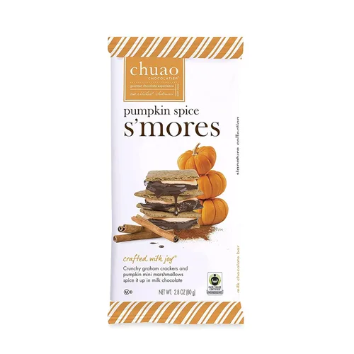 Vista 2 de Chuao Chocolatier Barras de chocolate con leche de Pumpkin Spice S'mores Chocolate gourmet con miel artesanal europeo sin conservantes Para
