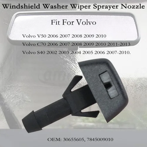 Vista 3 de 2 piezas de repuesto de boquilla de limpiaparabrisas para Volvo. OEM: 30655605, 7845009010. Negro