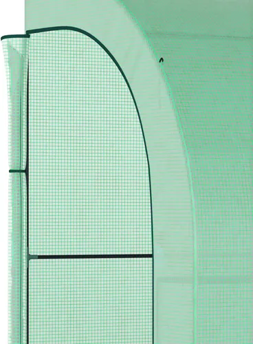 Vista 8 de Outsunny - Invernadero Lean to de 10' x 5' x 7', casa verde de acceso directo, vivero de plantas con 2 puertas enrollables y ventanas, cubierta