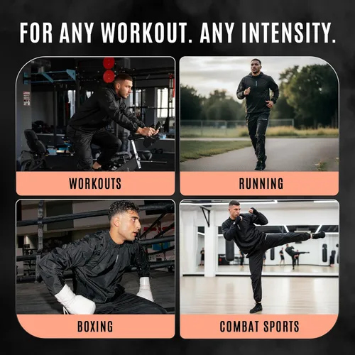 Vista 5 de BOXRAW Lineal - Traje de sauna profesional para hombre, parte superior e inferior, sin rasgaduras, pérdida de peso, traje de sudor para boxeo, artes