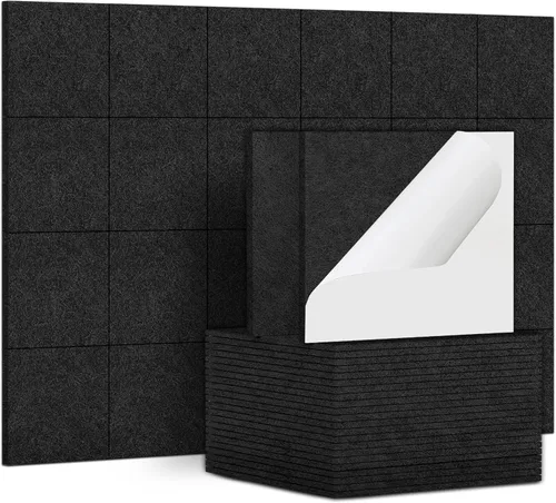 Vista 15 de TroyStudio 20 Paneles Acústicos, 12 x 12 x 0.32 Pulgadas Baldosas de Revestimiento de Pared de Fieltro de Poliéster Panel Absorbente de Sonido