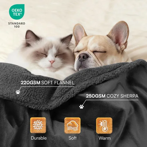 Vista 3 de Cobija impermeable para mascotas, a prueba de líquidos y orina, para sofá, cama, sillón, reversible, vellón, forro polar, protector de muebles
