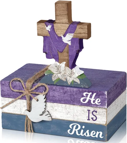 Vista 15 de Ferraycle 4 piezas de decoración de mesa de Pascua, cola de conejo, bandeja escalonada, decoración de mesa de feliz Pascua, centro de mesa