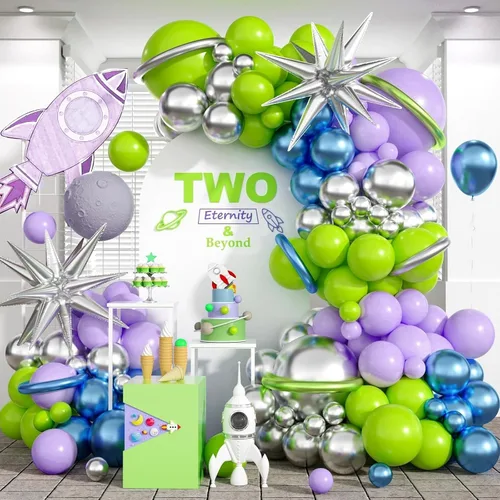 Vista 15 de Decoraciones de fiesta temática de los años 80 y 90 para cumpleaños de adultos, kit de guirnalda de arco de globos neón retro con bola de disco