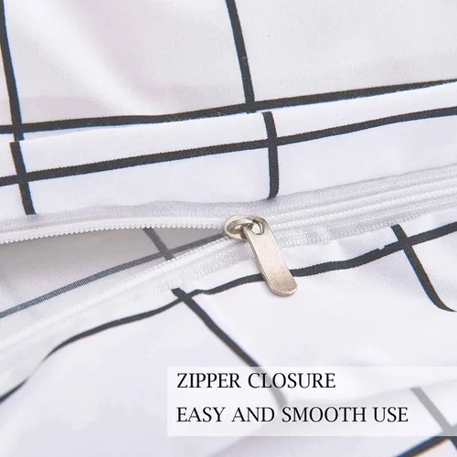 Vista 5 de Nanko Juego de funda de edredón tamaño King, 3 piezas, 104 x 90 pulgadas, geométrica, fresca, ligera, de microfibra, suave, funda de edredón de lujo