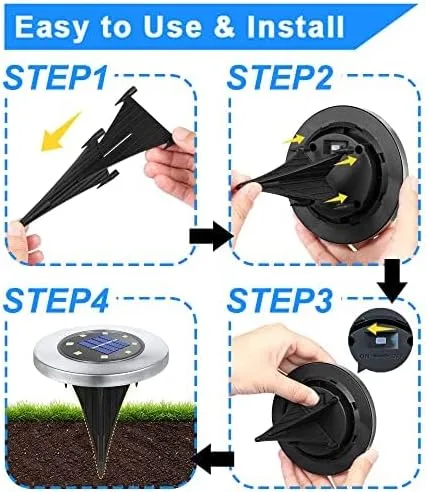 Vista 5 de Rayolon - Luces solares de suelo, luces solares impermeables para jardín, luces mejoradas para jardín al aire libre, luces brillantes en el suelo