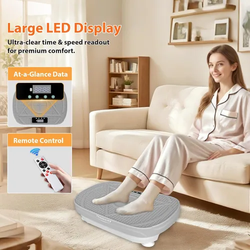 Vista 12 de Homesy Vibration Plate Exercise Machine, Vibrating Plate for Lymphatic Drainage, Full Body Shaking Workout Fitness Platform Board, Sport Gym