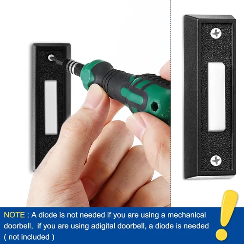 Vista 8 de Saillong 1 botón de timbre iluminado, botón de timbre con cable, timbre de repuesto montado en la pared de garaje con luz LED compatible con la luz