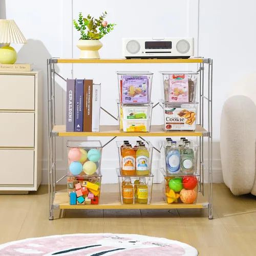 Vista 7 de Paquete de 6 contenedores de almacenamiento transparentes con tapas, cajas de almacenamiento apilables de 7 cuartos de galón para almacenamiento