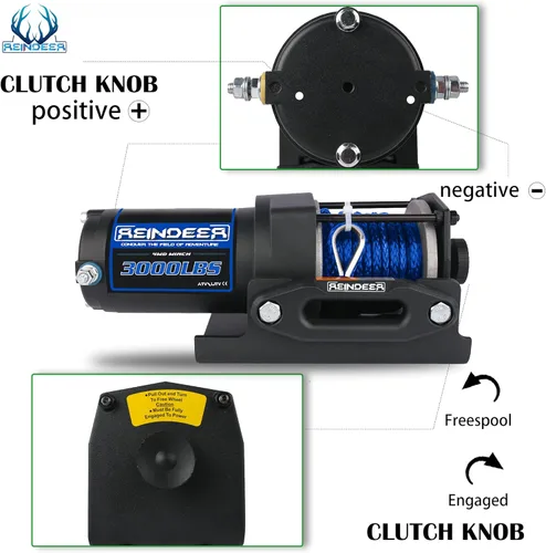 Vista 6 de REINDEER Nuevo cabrestante de 12V, capacidad de carga de 3000 libras, kit de cabrestante eléctrico, cuerda sintética con Hawse Fairlead impermeable