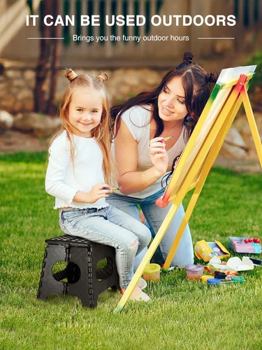 Vista 154 de Dyforce Taburete plegable de 11 pulgadas, taburete duradero para niños, taburetes resistentes para adultos, taburetes de pie compactos, taburete