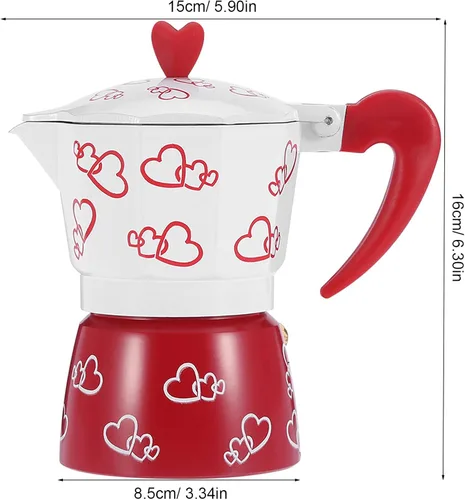 Vista 7 de Cyrank Moka - Estufa de aluminio, cafetera de café italiano, cafetera de moca, cafetera cubana para capuchino, café con leche (L)