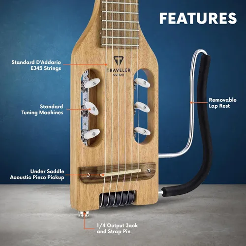 Vista 2 de Traveler Guitar Guitarra clásica ultraligera de 6 cuerdas, derecha, caoba (ULN MHSBW)