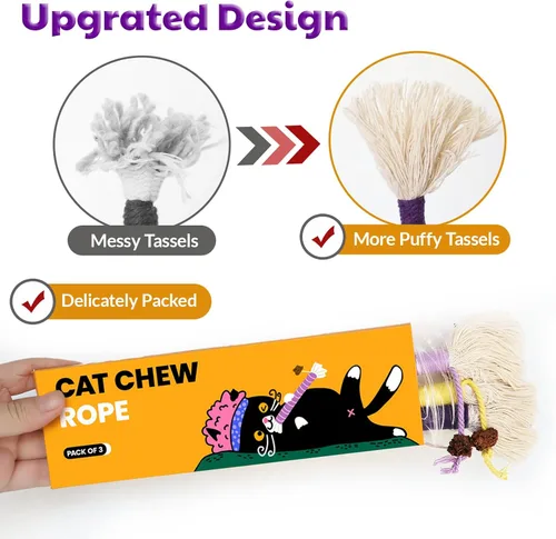 Vista 2 de Juguetes para gatos de interior, Juguetes para gatitos de interior, Juguetes de cuerda de hierba gatera para limpieza de dientes, Juguete