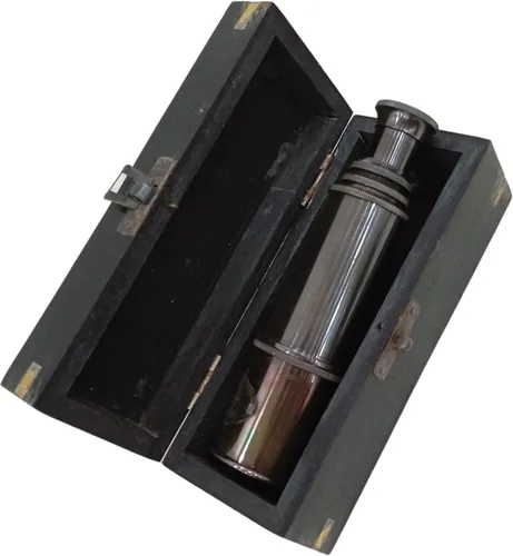 Vista 7 de Telescopio de ojo maestro de latón antiguo hecho a mano con caja de madera náutica retro