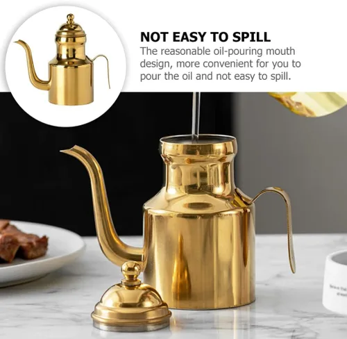 Vista 4 de Luxshiny Botella dispensadora de aceite de oliva, dispensador de aceite de acero inoxidable de 18 onzas, lata de almacenamiento de aceite de oliva