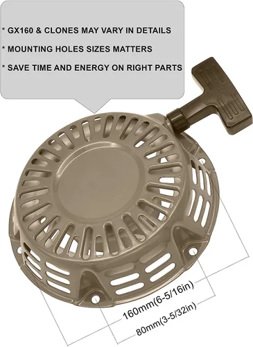 Vista 4 de YAMAKATO GX160 Pull Start Asamblea GX200 Arrancador de retroceso GX120 Cuerda de tracción con copa de polea para Honda Rolair Blackmax y Clones