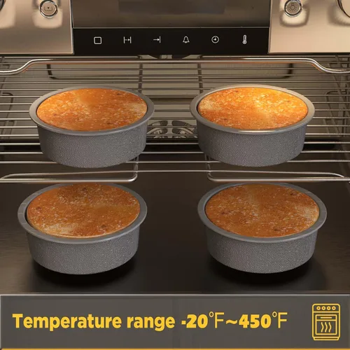 Vista 3 de Moldes redondos de silicona para tartas de 5 pulgadas, juego de 4 moldes de silicona pequeños redondos de 5 x 2 pulgadas, moldes antiadherentes