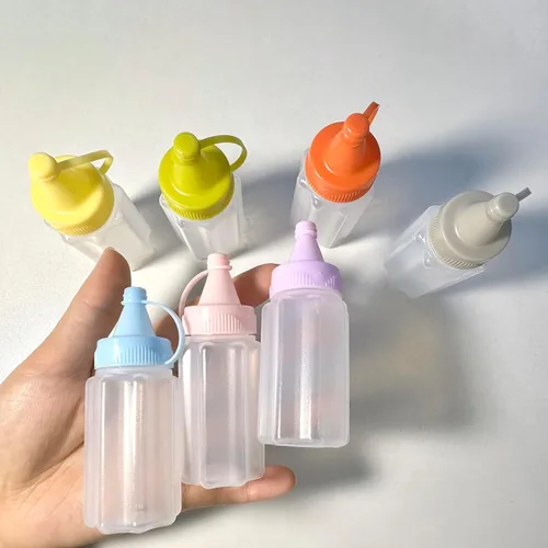 Vista 3 de 8 mini botellas exprimibles de condimentos de 1 onza botella de salsa de salsa de plástico botella de salsa de miel mostaza ensalada salsa Bento Box