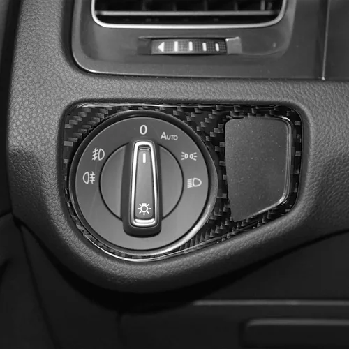Vista 2 de Bilisin Adhesivo de fibra de carbono compatible con interruptor de faro, marco de panel de accesorios interiores para Volkswagen VW Golf 7 2014 2015