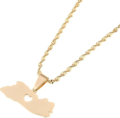 Collar con colgante de mapa de El Salvador para mujereshombres, joyería de color dorado, collares de El Salvador