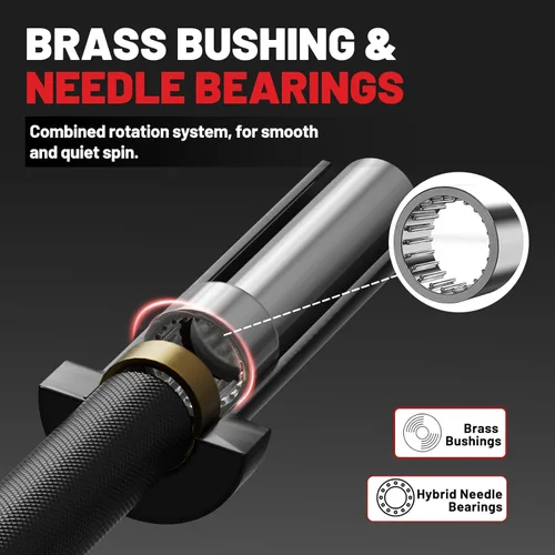 Vista 4 de PAPABABE Olympic Barbell, 4ft/5ft/6ft/6.5ft Straight Barbell for Strength Training and Technique Adjusting, 2 inch Womens Olympic Bar with Moderate