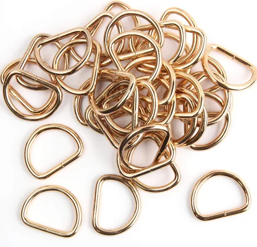 JWBIZ Paquete de 50 anillos en D de metal resistentes extra gruesos de 0.150 in de grosor para coser llaveros, cinturones y correa de perro Dorado