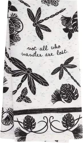 Vista 15 de Karma Gifts - Toalla de té bohemia en blanco y negro, perro, 28 pulgadas de largo x 20 pulgadas de ancho