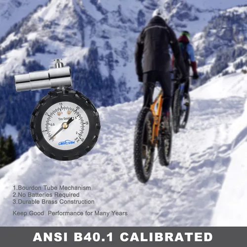 Vista 5 de GODESON Presta - Medidor de válvula Presta, medidor de presión de neumáticos con rango de alivio de presión de aire de bicicleta a 0-30PSI /0-2BAR