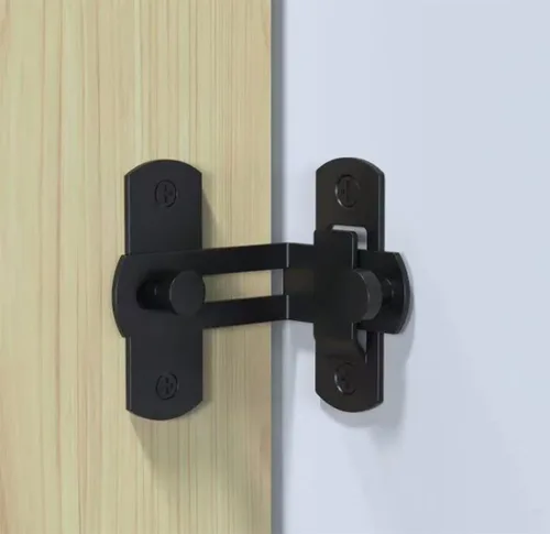 Vista 2 de Pestillo deslizante para puerta abatible, pestillo de acero inoxidable de 90 grados, cerradura de puerta de seguridad, puerta curva en ángulo recto
