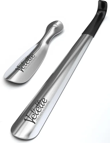 Velette Metal Shoe Horn - 16.5" Long Handle Shoe Horns for Seniors, Men, Women and Kids - Shoehorn for Boots and Cowboy Boots
