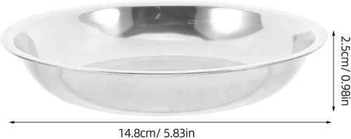 Vista 2 de Yardwe Bandeja redonda de acero inoxidable para barbacoa de 6.2 pulgadas, plato de metal para acampar al aire libre, picnic, servir alimentos