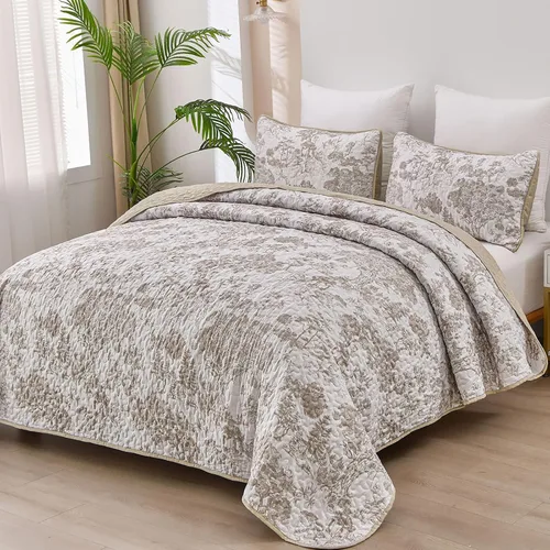 Vista 21 de WONGS BEDDING Juego de edredón azul tamaño individual, juego de 2 piezas de colchas botánicas de microfibra ligera con patrón de plantas de toile