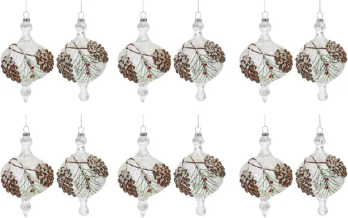 Vista 3 de Melrose Adorno internacional de cebolla de piña de cristal (juego de 12)