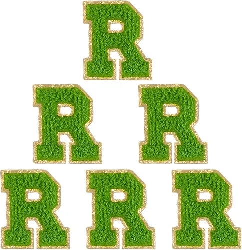 Vista 47 de 6 piezas de parches de letras de chenilla autoadhesivas, parches de letras preppy de 2 pulgadas para bolsos, ropa y sombreros, grandes pegatinas