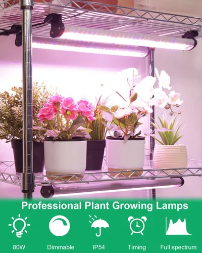 Vista 5 de DOMMIA Soporte para plantas con luz de crecimiento, luces regulables para cultivo de plantas, múltiples espectros LED de crecimiento, luces