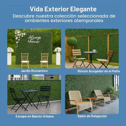 Vista 4 de Paneles de pared de césped de 20 x 20 pulgadas (paquete de 6) – Cubiertas de fondo de seto de boj artificial con protección UV de 16.66 pies
