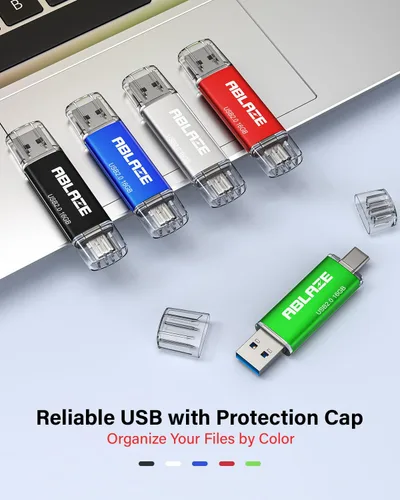 Vista 6 de ABLAZE 16GB Unidad Flash USB Tipo C 10 Pack, Memoria Stick Thumb Drive Dual USB 2.0+USB C Compatible con iPhone 16/15, Smartphone Android
