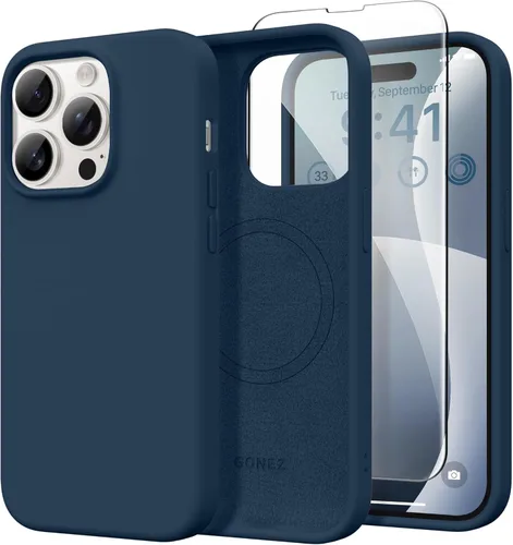 Vista 272 de GONEZ Funda magnética para iPhone 14, compatible con Magsafe, con protector de pantalla + protector de cámara, forro de microfibra antiarañazos