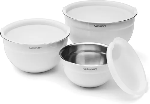 Vista 9 de Cuisinart CTG-00-SMB tazones para mezclar de acero inoxidable con tapas, juego de 3, rojo