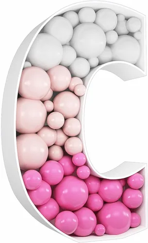 Vista 18 de Kit de letras rellenables de 2 pies con marco de globo de mosaico de letra K para decoración de telón de fondo de boda de fiesta de cumpleaños