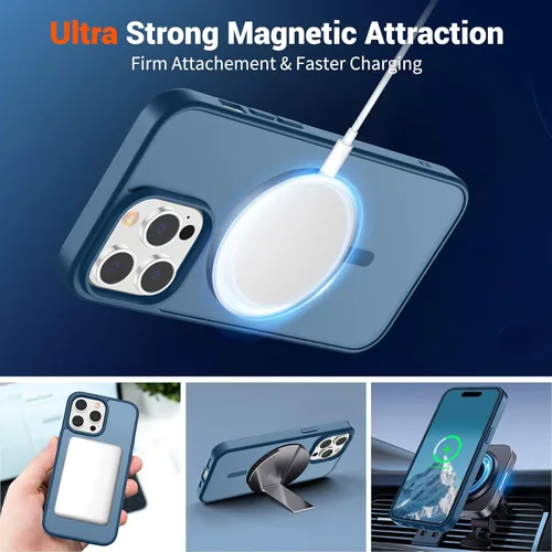 Vista 831 de SUPFINE - Funda magnética para iPhone 13 Pro Max (compatible con MagSafe), (protección contra caídas de grado militar de 10 pies), delgada, Negro